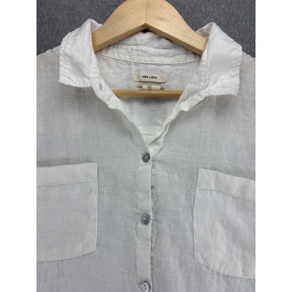 Christian Siriano New York Button Down Shirt Mens L Linen White Tunic Beach - Picture 2 of 10